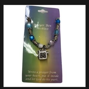 Prayer‎ box necklace new silver blue
